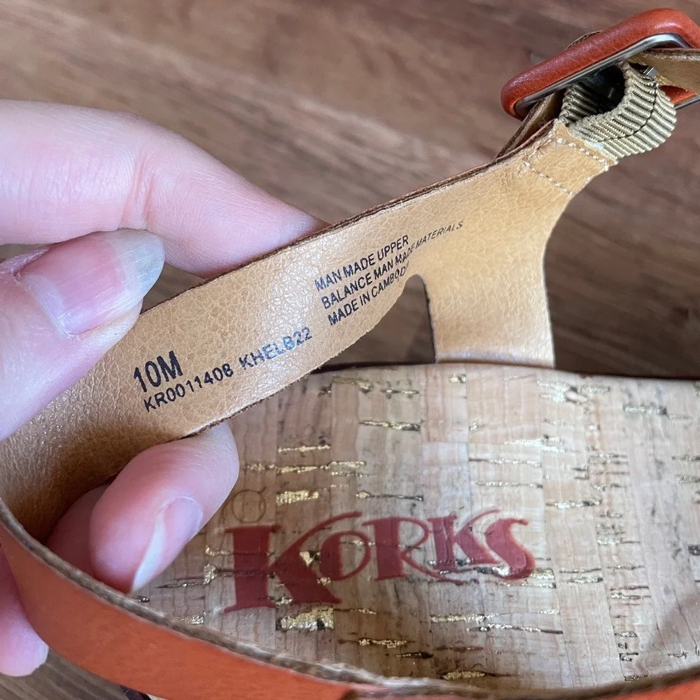 Korks Wedge Sandals Open Peep Toe Womens 10 Brown Ankle‎ Strap Comfort
